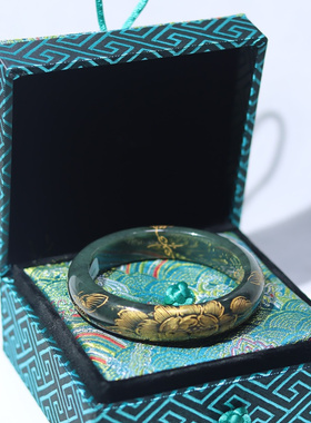 保真和田青玉描金雕花平安手镯