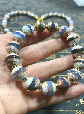 天然老玛瑙圆珠一线天珠手链项链