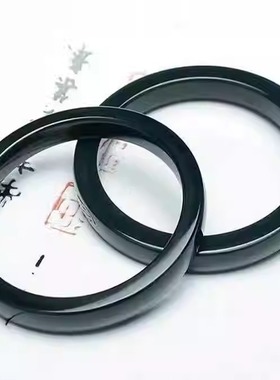 墨绿色天然A货玉石玉镯黑青玉女