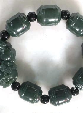 天然新疆和田玉青玉男士玉圆珠手链玉石手串貔貅手链玉器手串包邮