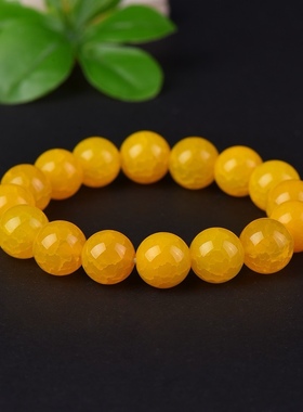 天然蜜蜡黄串珠手链好运龙鳞纹