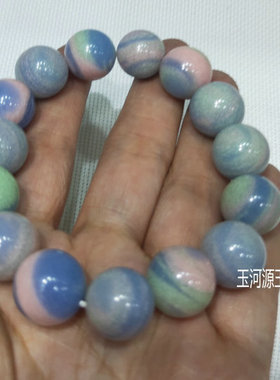 萤石绿色夜明珠水晶炫彩时尚饰品