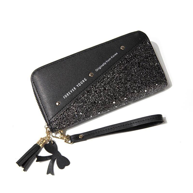 女长款2020新款拉链大容量手机包 金旋律钱包