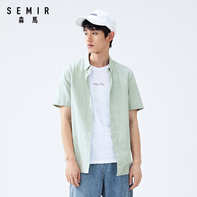 森马短袖男2020夏季新款潮流衬衫 森马outlets店衬衫