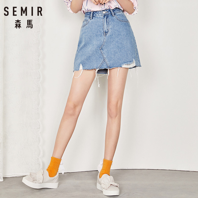 森马女夏青少年牛仔韩版潮流半身裙 森马outlets店半身裙