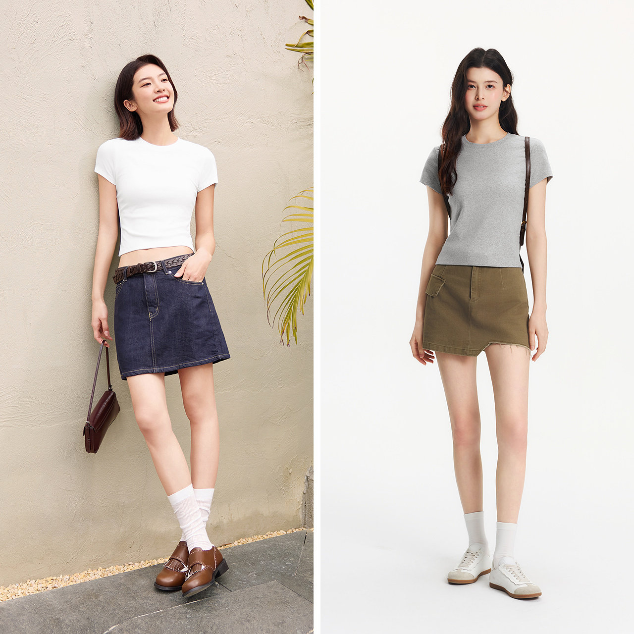 森马凉感短袖T恤女夏简约纯色小个子专属设计