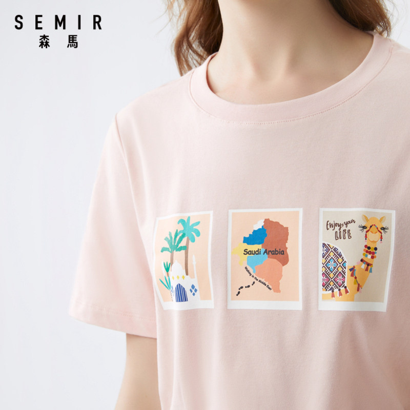 森马2020夏新款圆领短袖女宽松t恤 森马outlets店T恤