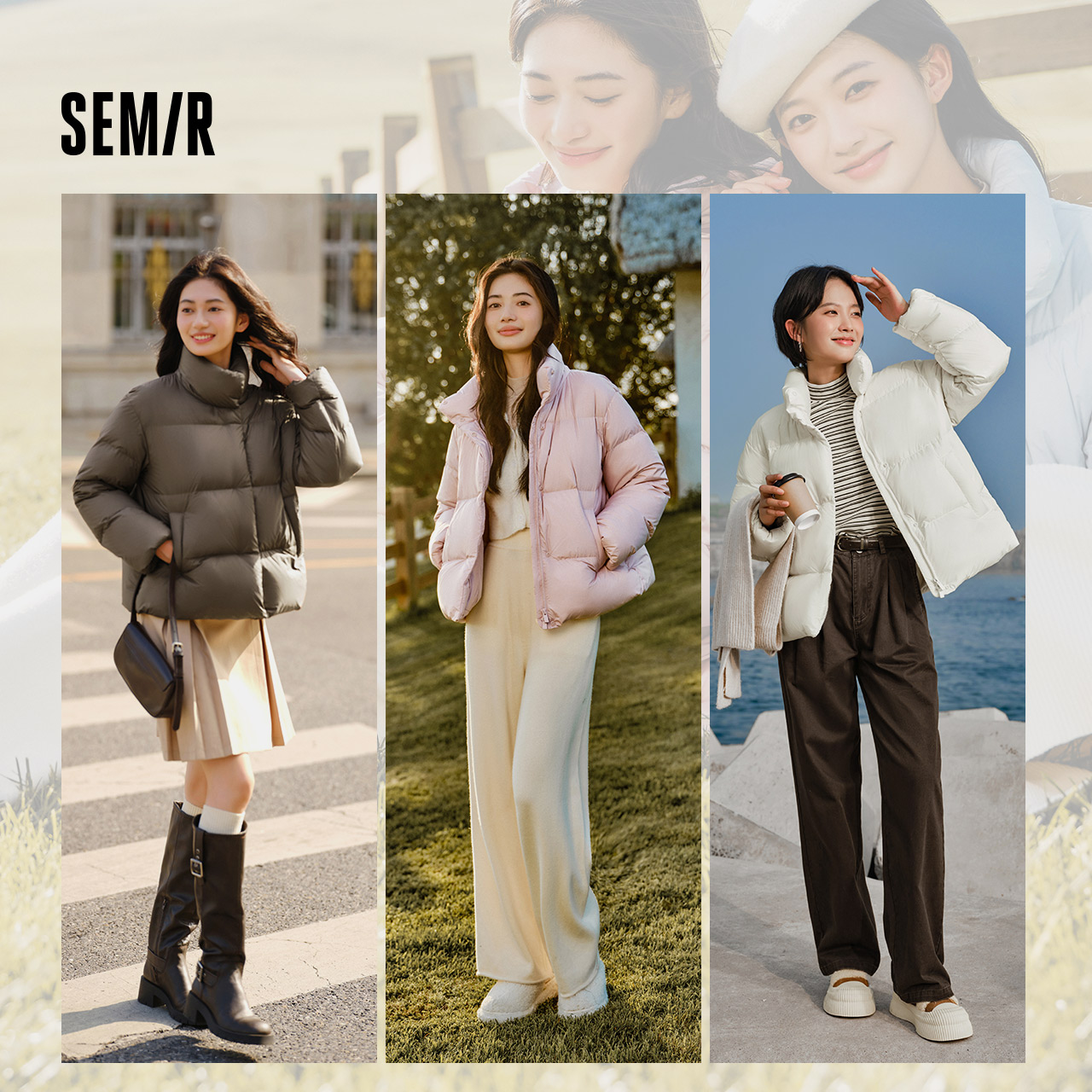 森马羽绒服女三防纯色立领宽松简约冬季2024新款百搭鹅绒外套保暖