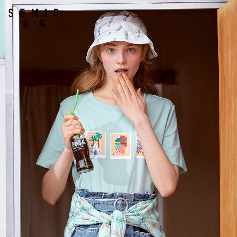 森马2020夏新款圆领短袖女宽松t恤 森马outlets店T恤