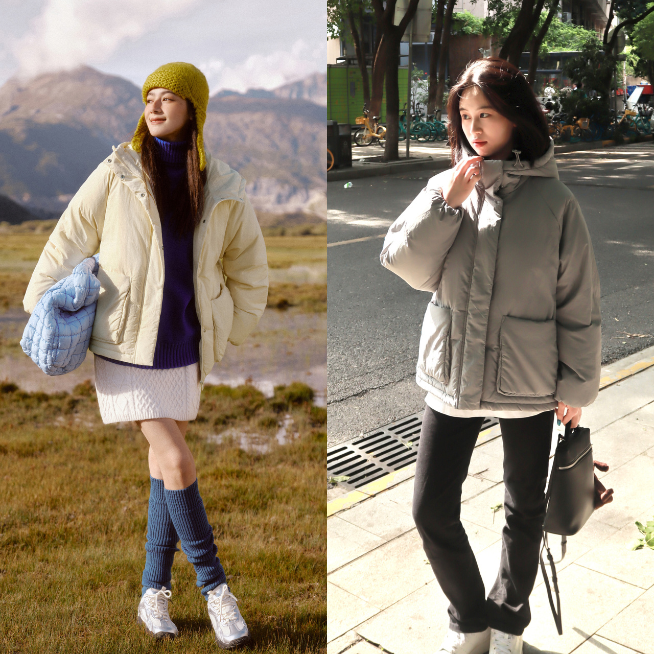 森马羽绒服女质感纯色简约保暖冬季2024新款oversize连帽外套休闲
