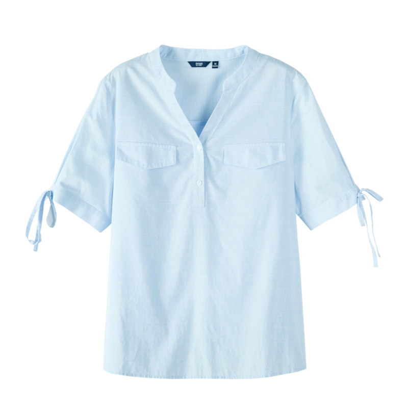 森马短袖2020夏季新款简约v领衬衫 森马outlets店衬衫