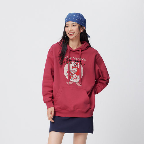 森马迪士尼合作系列卫衣女春中长款连帽宽松印花绣花炸街重磅上衣 - 图1