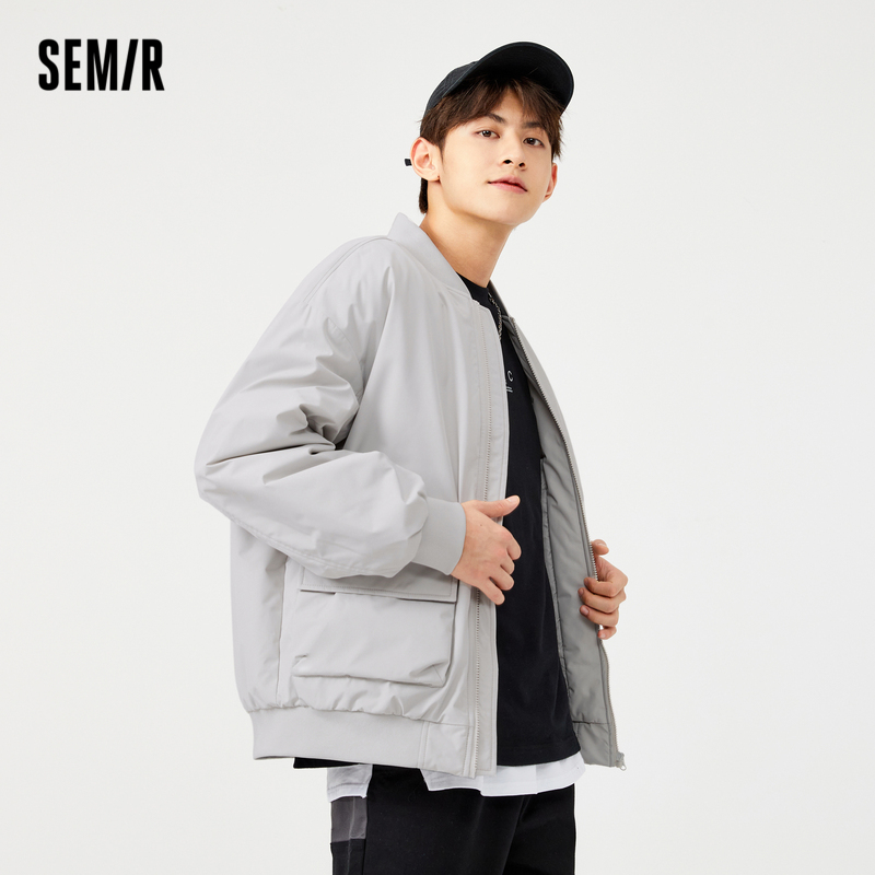 森马棉服男薄款2021棒球领男生棉衣 森马outlets店棉衣