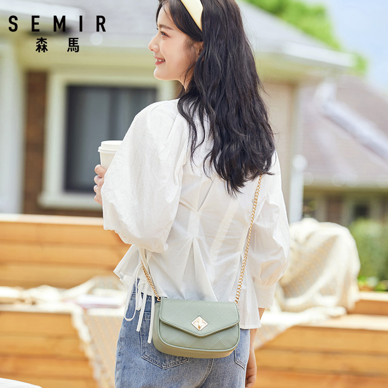 森马2020新款春夏菱格链条斜挎包包 森马outlets店女士包袋