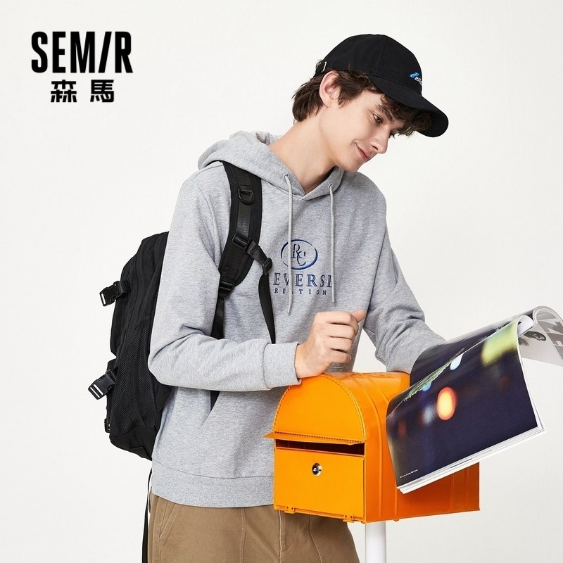 森马男装2020秋季新款字母刺绣卫衣 森马outlets店卫衣