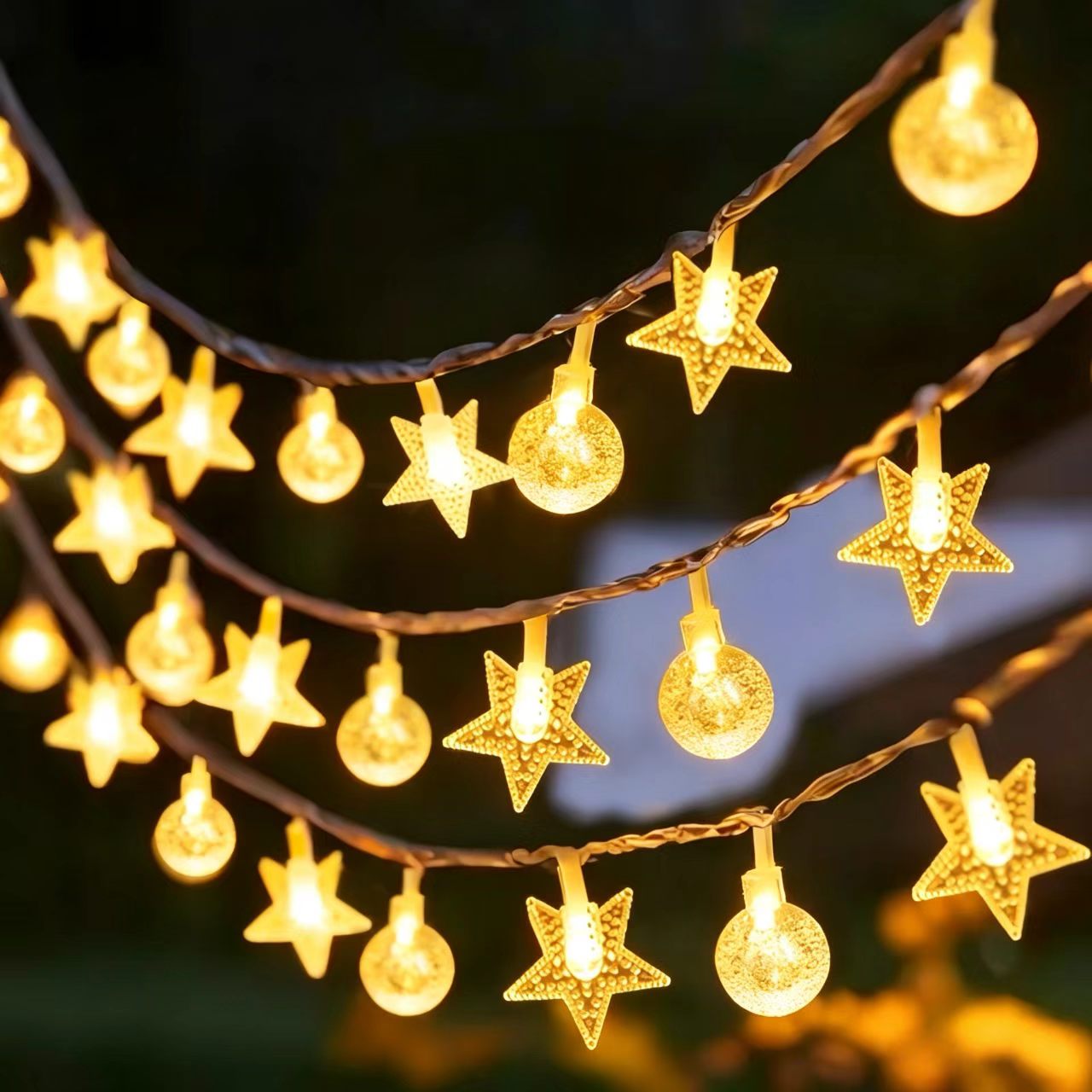 Star lights solar outdoor Christmas and New Year decorative lights