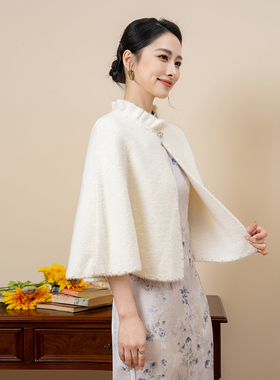 秋冬结婚新娘钉珠毛绒披肩