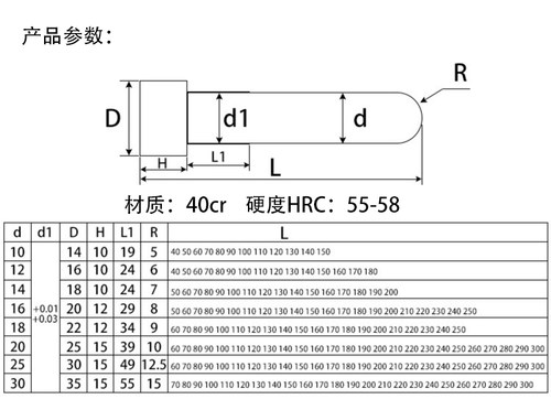 精品加硬斜导柱塑胶模具精密圆头滑块导向柱复位销10121416182030 - 图0