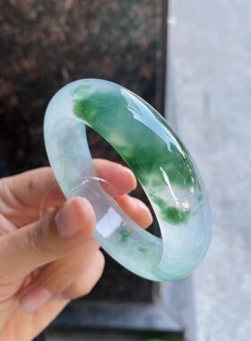 缅甸冰种飘花水沫玉手镯女款天然正品少女年轻款妈妈旺夫真玉镯子