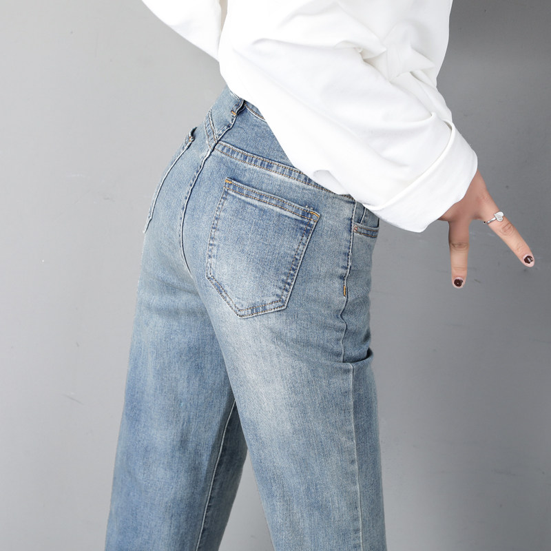 大码直筒胖mm显瘦高腰阔腿裤牛仔裤 米雪帕牛仔裤