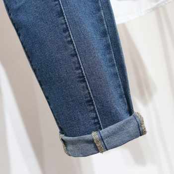 ສະບັບພາສາເກົາຫຼີຂະຫນາດໃຫຍ່ jeans ແມ່ຍິງແອວສູງ elastic fat MM pants slimming 200 jins pear-shaped body trousers pencil pants