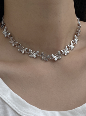 金属锁骨链女蝴蝶项链