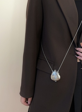 mini小众设计玫瑰花纹项链小包女