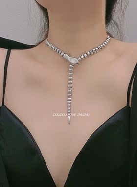 金属蛇骨链女蛇形项链