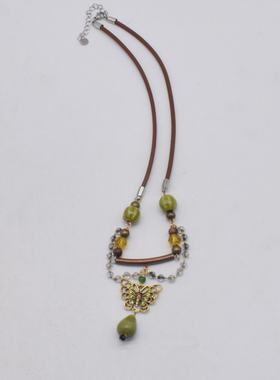 复古合金女式蝴蝶项链