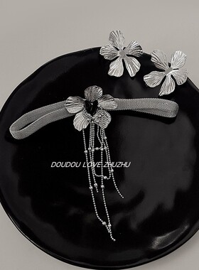 复古流苏女金属花朵项链