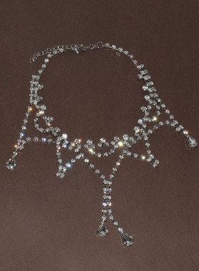 闪钻流苏锁骨链金属多层女