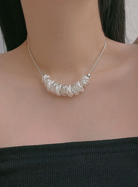 金属蛇骨链女金属圆环项链