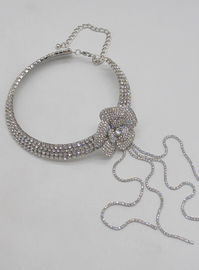 合金女式花朵长流苏项链