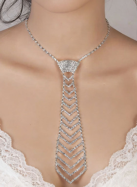 欧美风镶钻镂空领带项链女小众潮