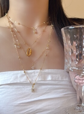 轻奢多层叠戴六芒星吊坠项链女