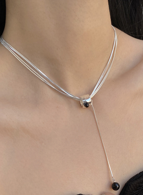 金属多层蛇骨链女圆球项链