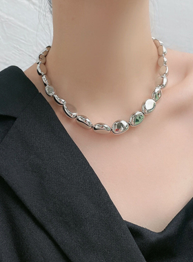 不规则金属串珠女锁骨项链