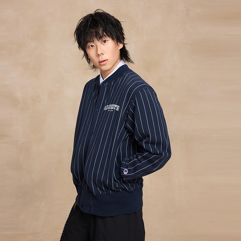 Champion冠军针织外套男25冬季新款落肩加绒条纹美式开衫女复古秋,淘宝优惠券,粉丝福利购,淘宝优惠卷