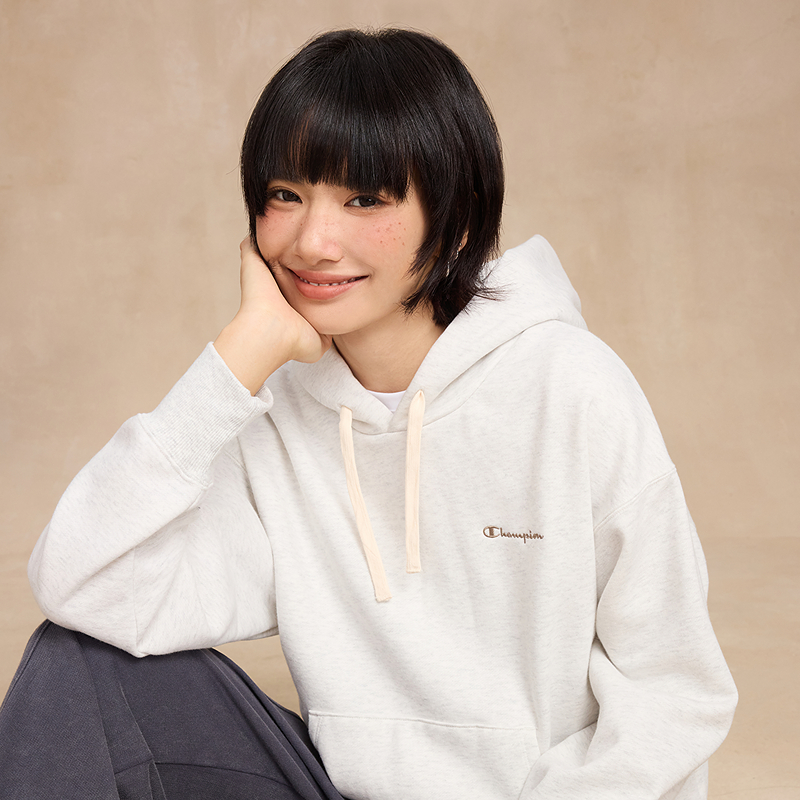 Champion冠军连帽卫衣女2025冬季新款加绒刺绣上衣潮牌休闲风简约