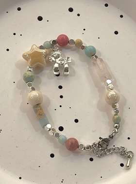 串珠多巴胺可爱甜美马卡龙卡通情侣闺复古高级时尚感百搭手链