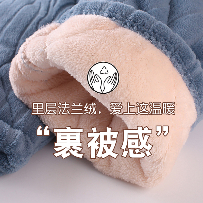 冬季儿童睡衣三层夹棉男童女童加绒加厚款男孩中大童高领保暖套装 - 图2