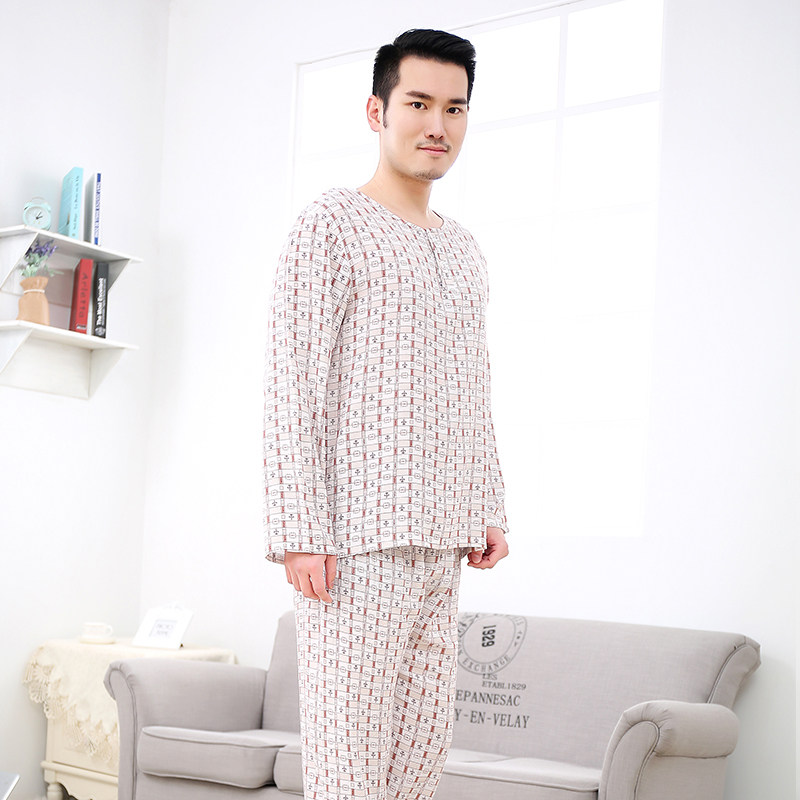 夏季男士长袖绵绸青少年中老年睡衣 杜迈恩睡衣/家居服套装
