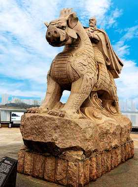 铸铜石材骑马人物张渤石雕