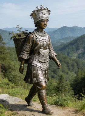 铸铜苗族人物雕塑厂家定制