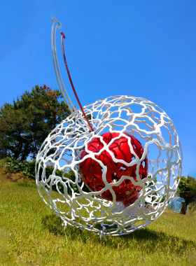 不锈钢铁艺仿真苹果镂空发光摆件