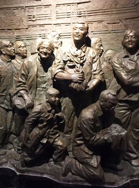 玻璃钢铸铜纤夫浮雕墙壁画装饰