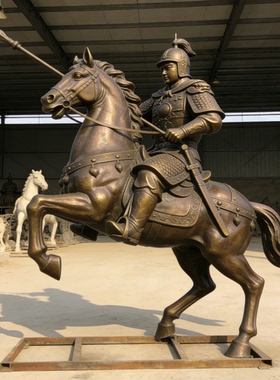 骑马人物铜雕定制户外大型铸铜古代将军雕像景区公园广场景观艺术