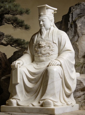 汉白玉古代人物帝王雕塑定制加工