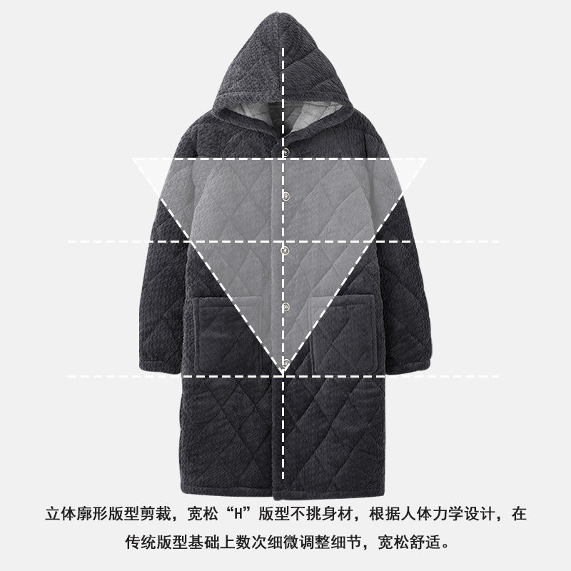 俞兆林连帽特厚三层夹棉睡袍男士浴袍法兰绒冬天睡衣加绒加厚珊瑚,淘宝优惠券,粉丝福利购,淘宝优惠卷