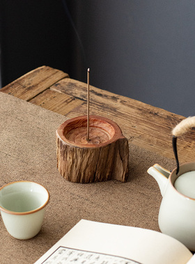 实木香插手工茶道熏香炉茶室香托